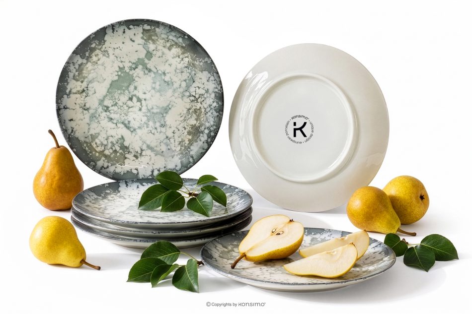 FINGO Porzellan Dessertteller boho grün 6 tlg. mehrfarbig - Foto 0