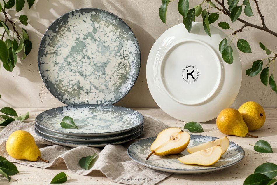 FINGO Porzellan Dessertteller boho grün 6 tlg. mehrfarbig - Foto 1