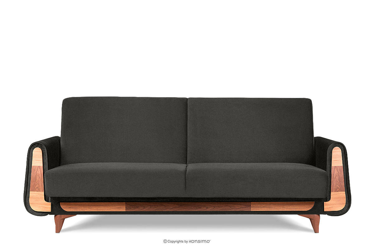 Schlafsofa aus grauem Velours