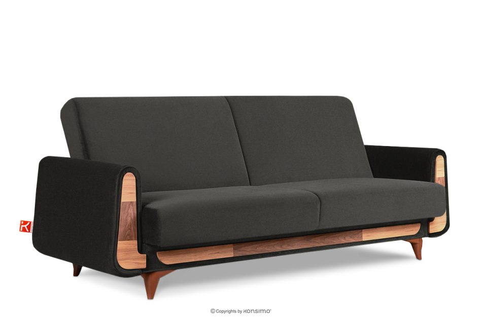 GUSTAVO Schlafsofa aus grauem Velours anthrazit - Foto 2