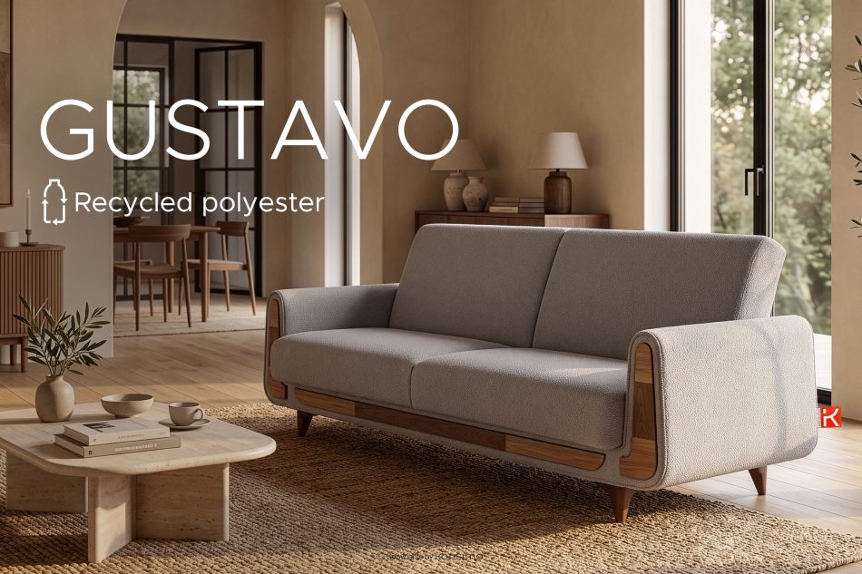 GUSTAVO Dreisitzer-Sofa Bouclé aus Eschenstoff asche - Foto 12