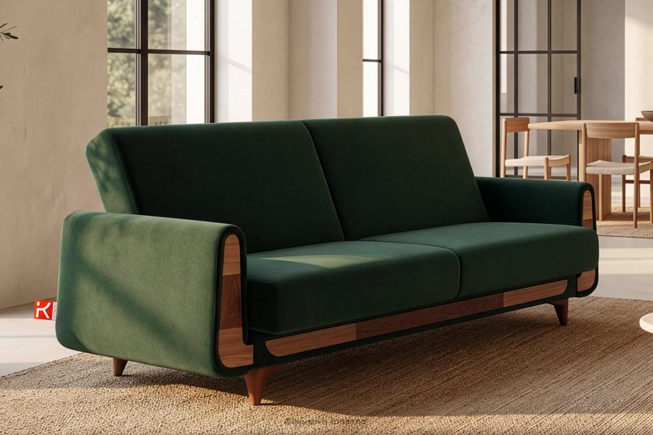 GUSTAVO Schlafsofa aus grünem Velours dunkelgrün - Foto 1