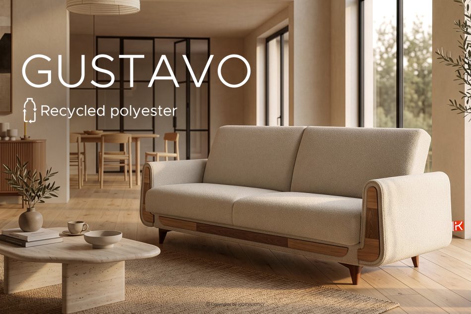 GUSTAVO Dreisitzer-Sofa Bouclé aus cremefarbenem Oberstoff creme - Foto 12