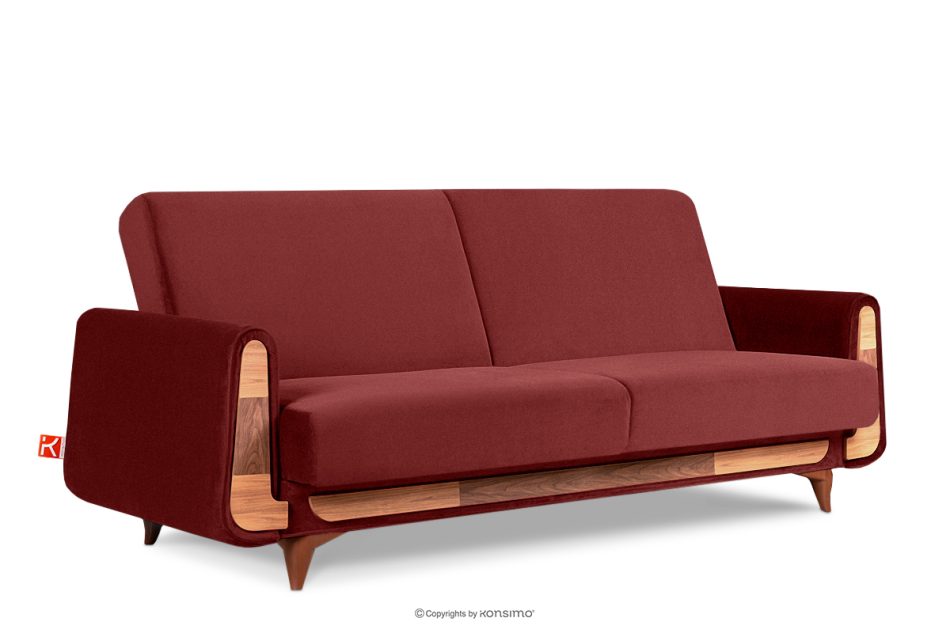 GUSTAVO Schlafsofa aus rotem Velours kastanienbraun - Foto 2