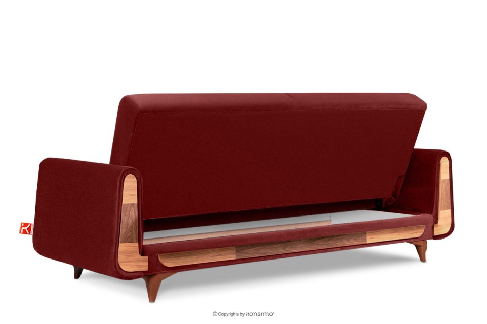 GUSTAVO Schlafsofa aus rotem Velours kastanienbraun - Foto 3