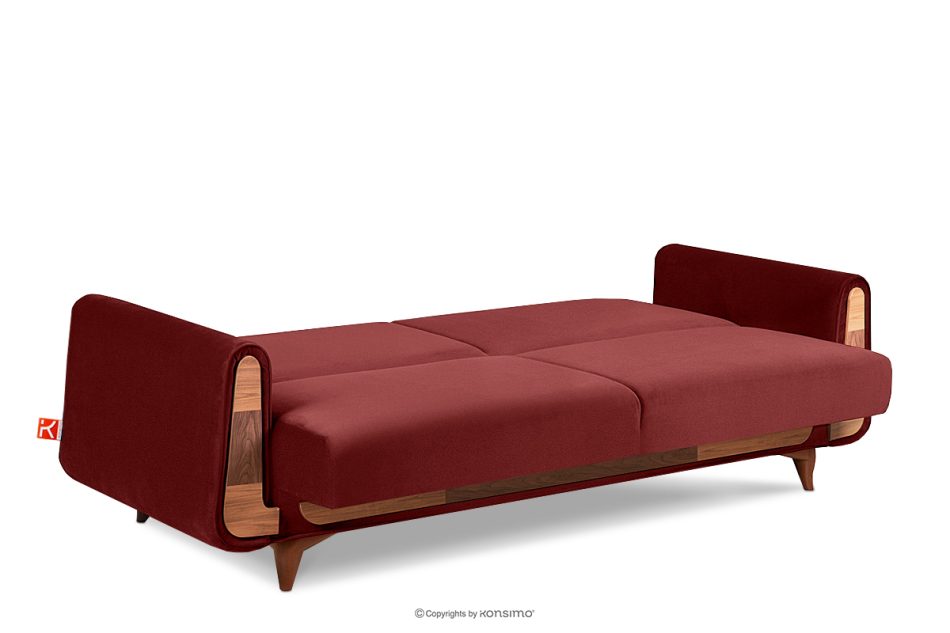 GUSTAVO Schlafsofa aus rotem Velours kastanienbraun - Foto 5