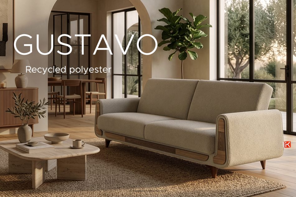 GUSTAVO Dreisitzer-Sofa aus beigem Bouclé hellbeige - Foto 12