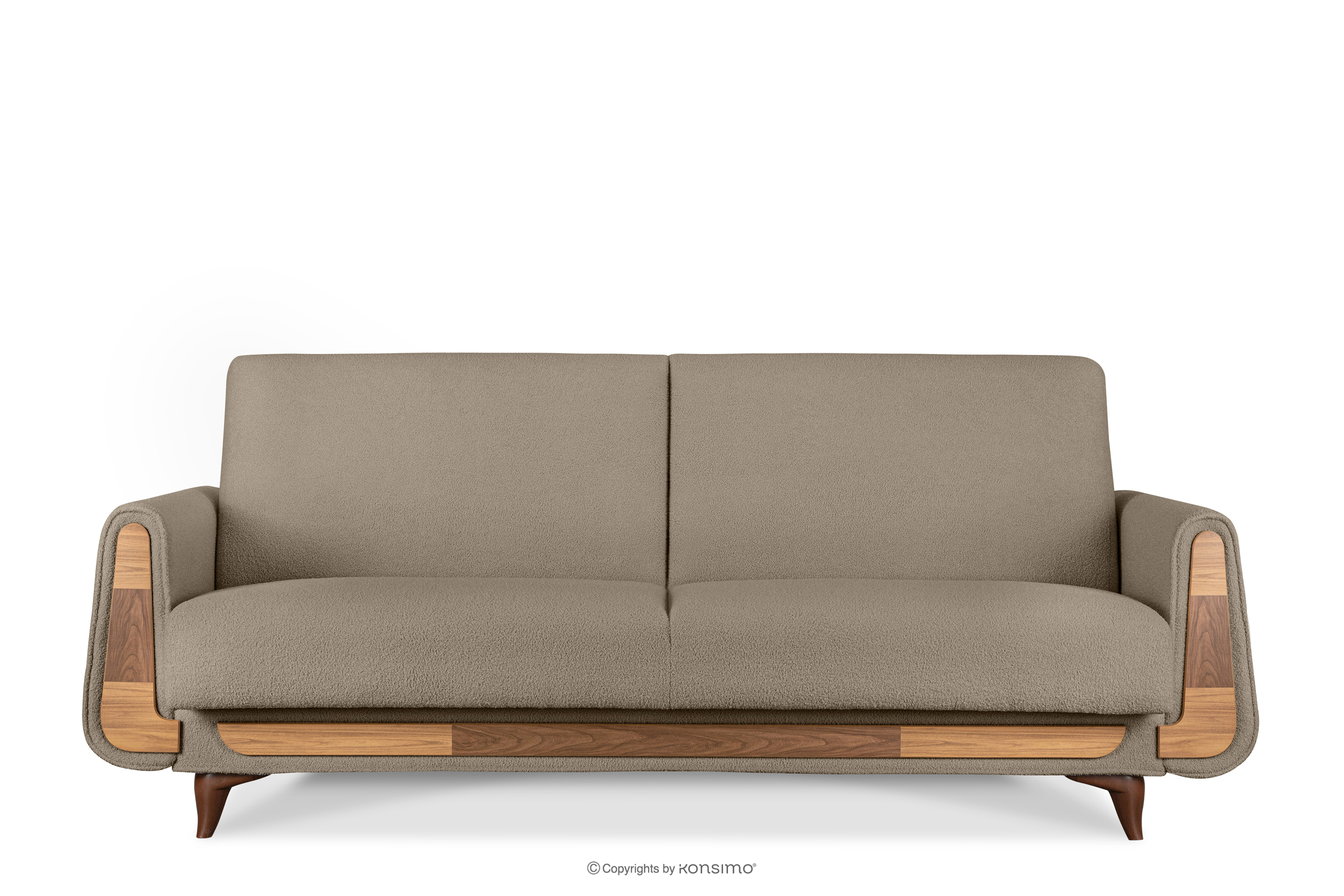 Dreisitziges Sofa aus graubeige Bouclé