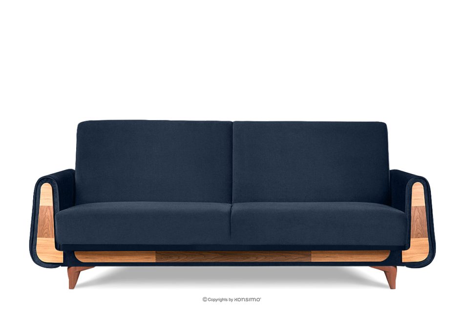 GUSTAVO Schlafsofa aus blauem Velours marineblau - Foto 0
