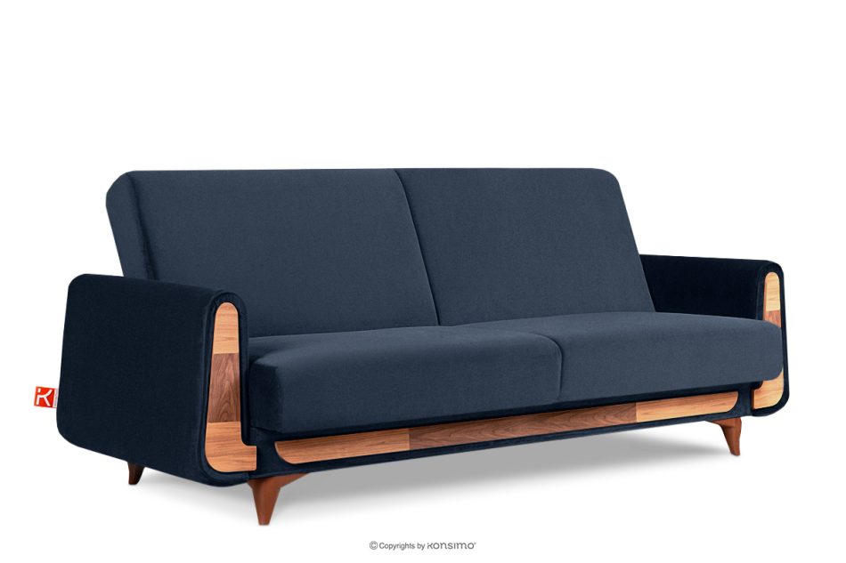 GUSTAVO Schlafsofa aus blauem Velours marineblau - Foto 2