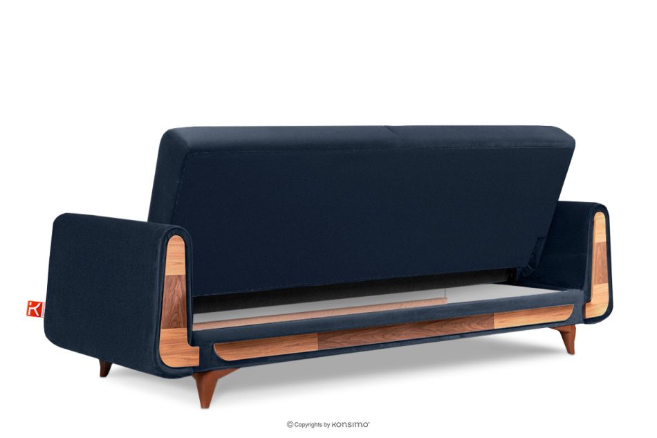 GUSTAVO Schlafsofa aus blauem Velours marineblau - Foto 3
