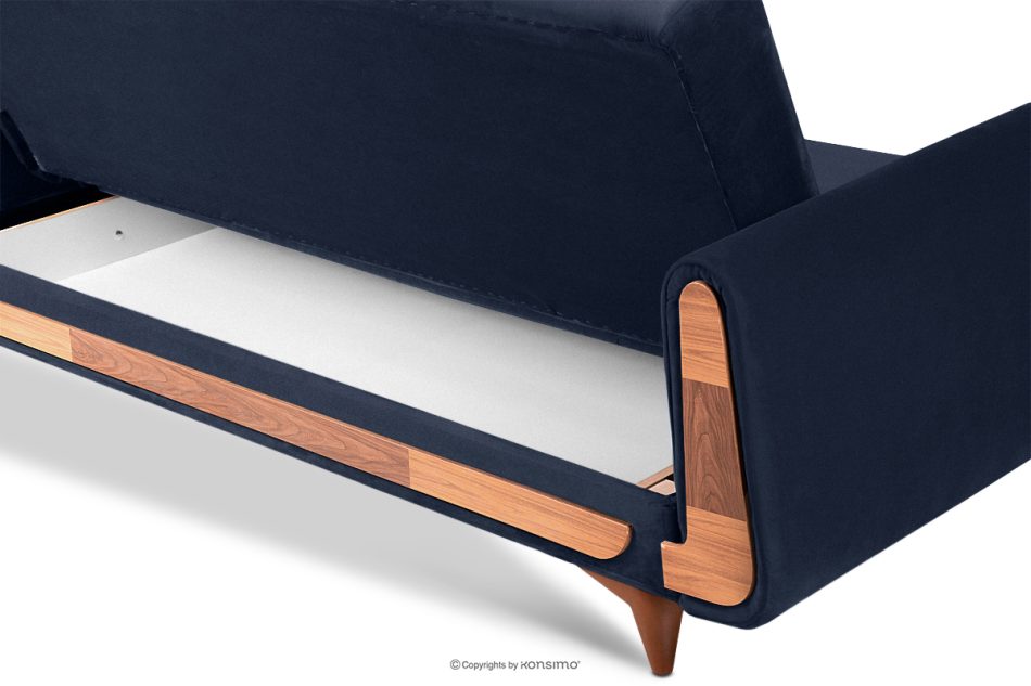 GUSTAVO Schlafsofa aus blauem Velours marineblau - Foto 4
