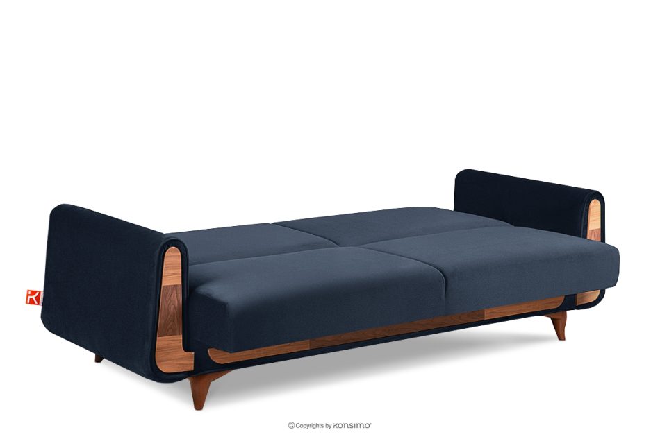 GUSTAVO Schlafsofa aus blauem Velours marineblau - Foto 5