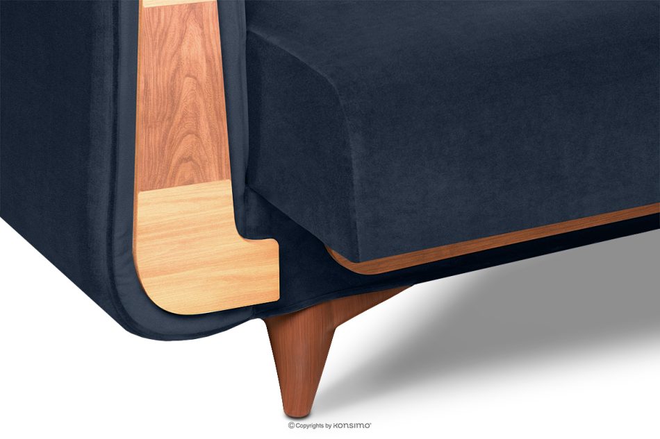 GUSTAVO Schlafsofa aus blauem Velours marineblau - Foto 6