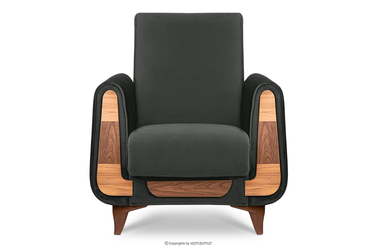 Grauer Samtsessel für das Wohnzimmer