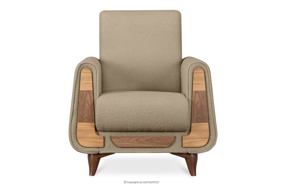 GUSTAVO Beiger Stoffsessel Bouclé hellbeige - Foto 0