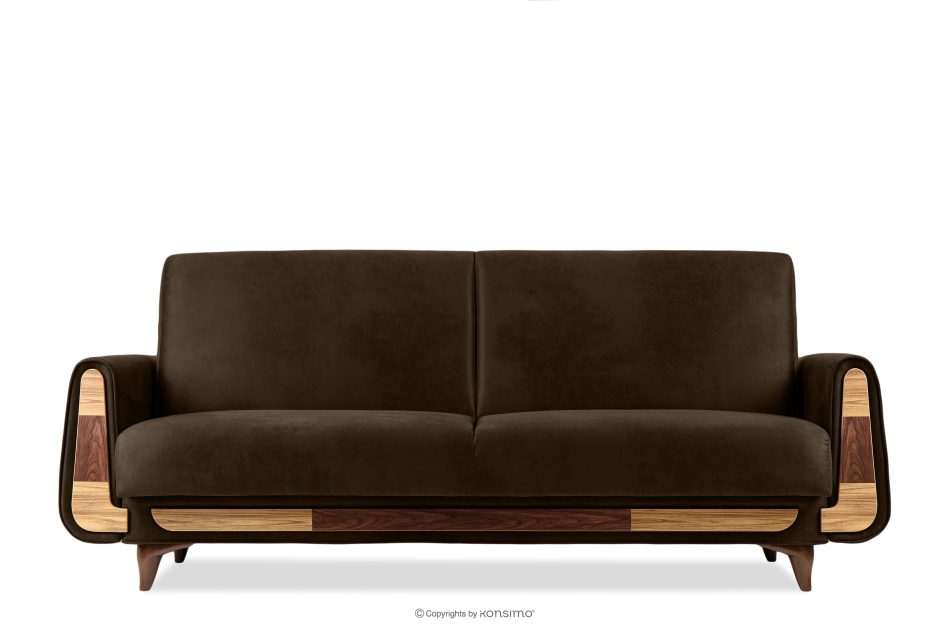 GUSTAVO II Ausklappbares Dreisitzer-Sofa im Wildlederimitat-Stil in braun braun - Foto 0