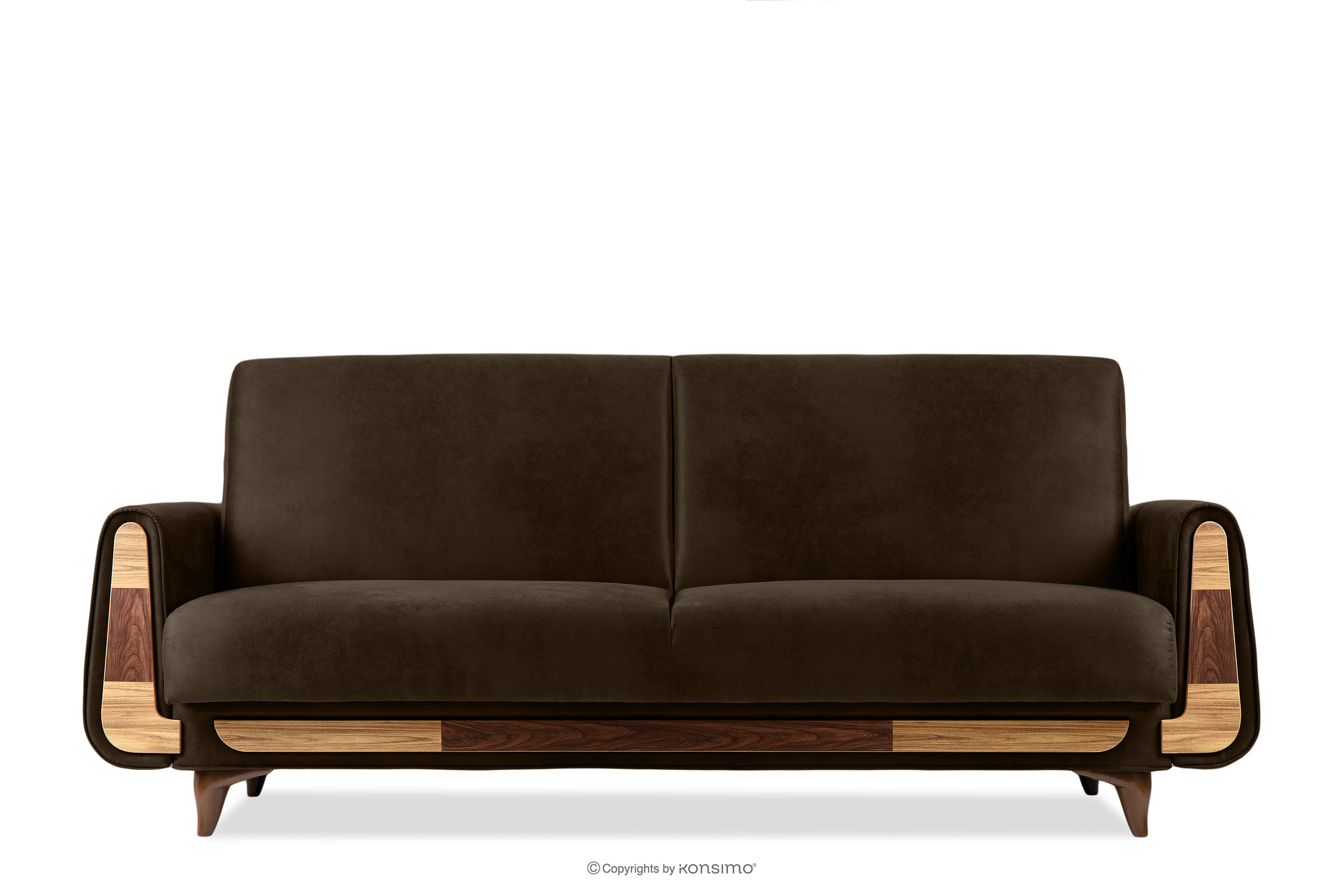 Ausklappbares Dreisitzer-Sofa im Wildlederimitat-Stil in braun