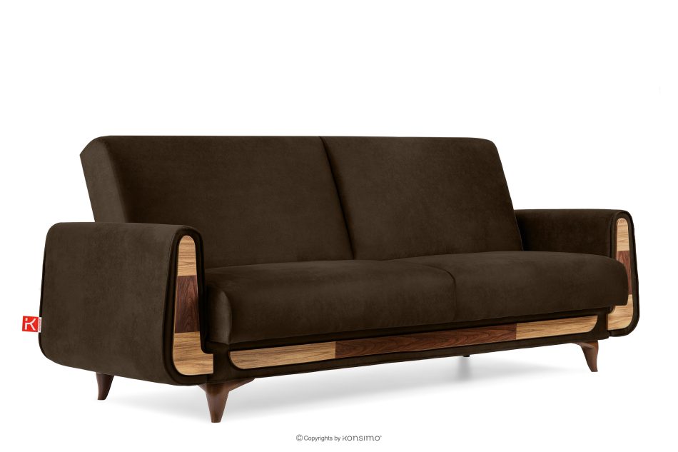 GUSTAVO II Ausklappbares Dreisitzer-Sofa im Wildlederimitat-Stil in braun braun - Foto 2