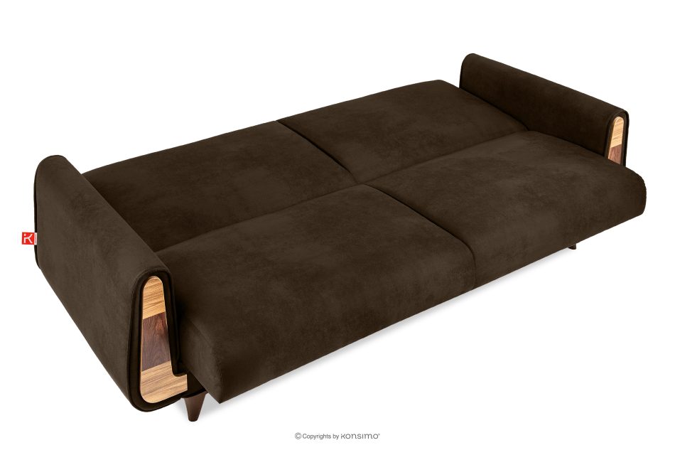 GUSTAVO II Ausklappbares Dreisitzer-Sofa im Wildlederimitat-Stil in braun braun - Foto 4