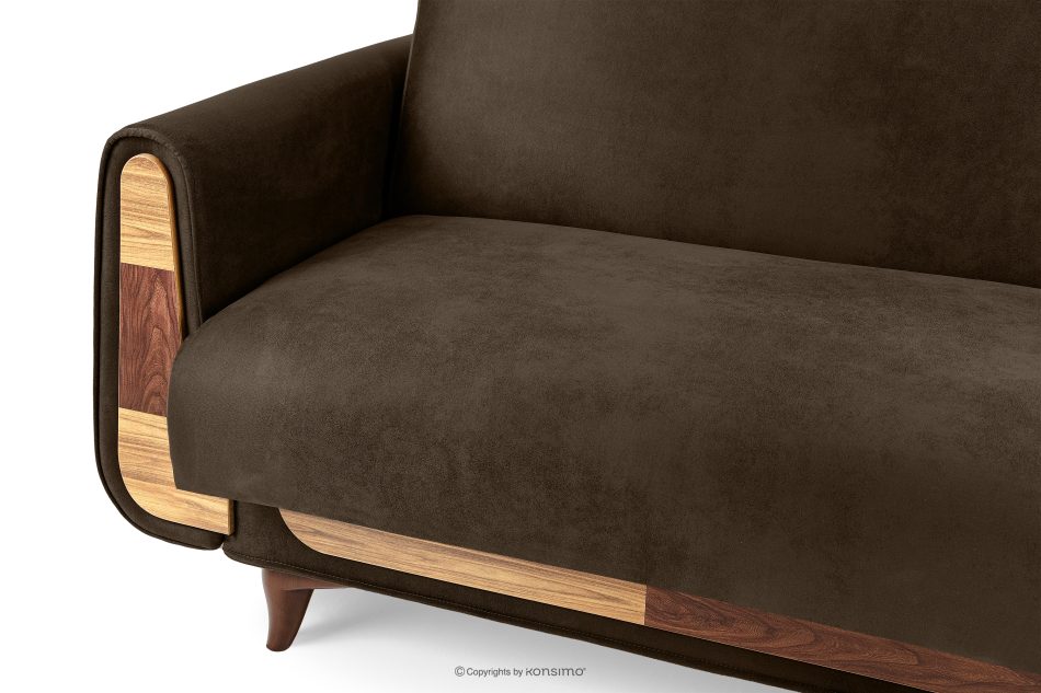 GUSTAVO II Ausklappbares Dreisitzer-Sofa im Wildlederimitat-Stil in braun braun - Foto 7