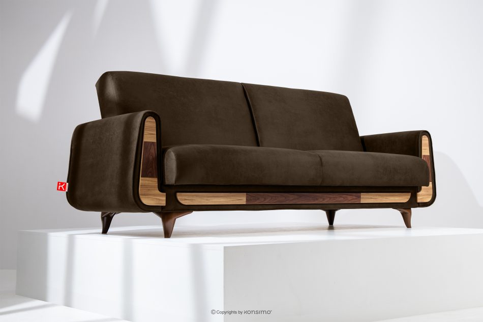 GUSTAVO II Ausklappbares Dreisitzer-Sofa im Wildlederimitat-Stil in braun braun - Foto 11
