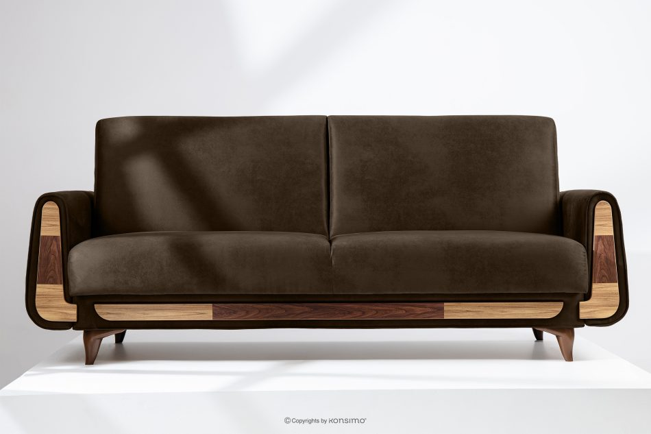 GUSTAVO II Ausklappbares Dreisitzer-Sofa im Wildlederimitat-Stil in braun braun - Foto 12