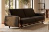 GUSTAVO II Ausklappbares Dreisitzer-Sofa im Wildlederimitat-Stil in braun braun - Foto 2