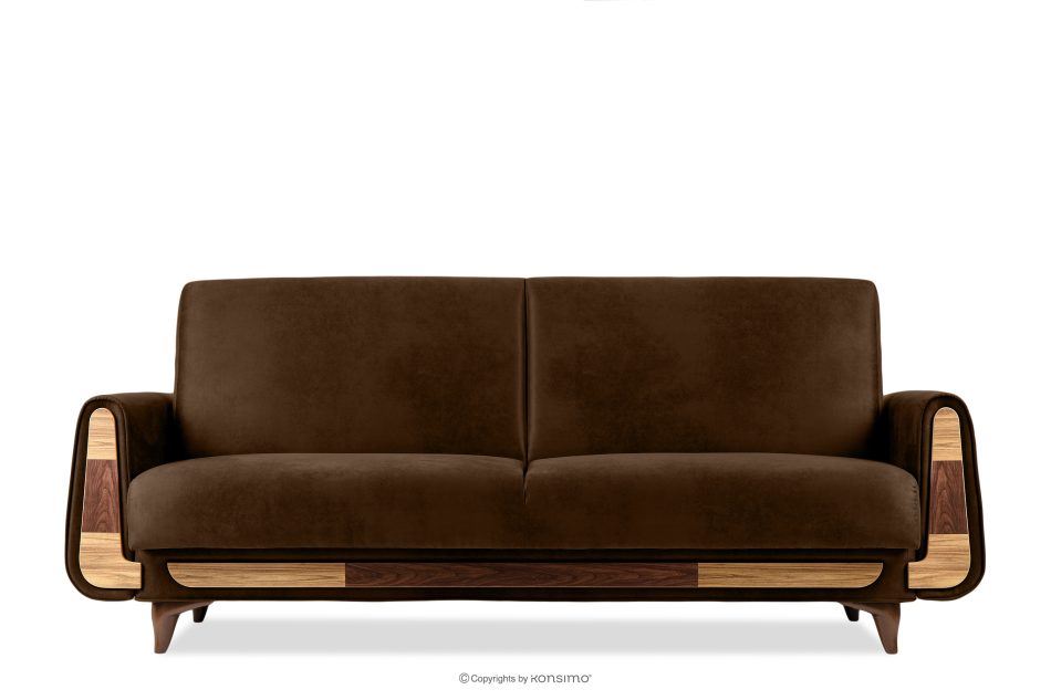 GUSTAVO II Ausklappbares Dreisitzer-Sofa im Wildlederimitat-Stil in dunkelbraun dunkelbraun - Foto 0