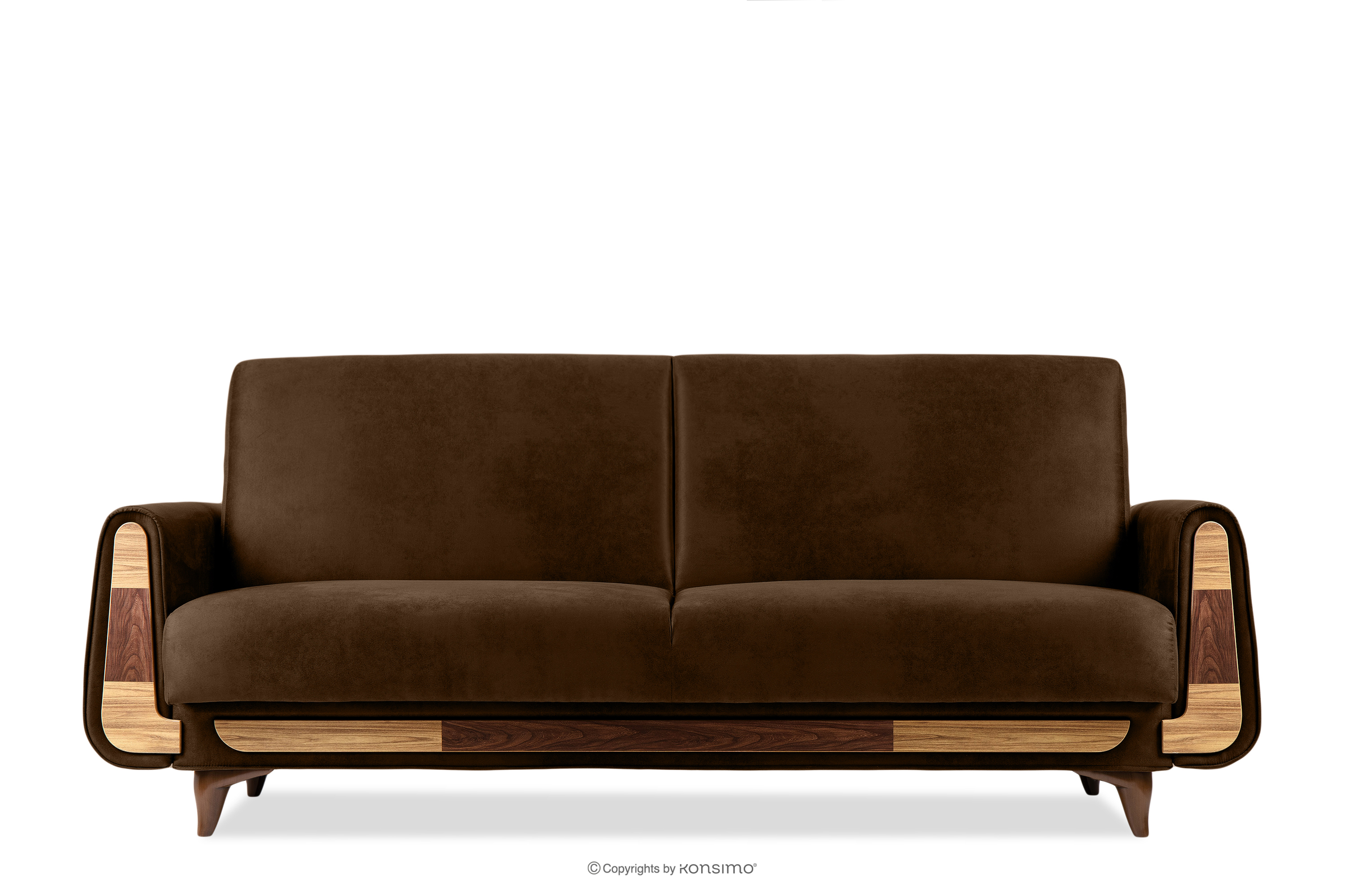 Ausklappbares Dreisitzer-Sofa im Wildlederimitat-Stil in dunkelbraun