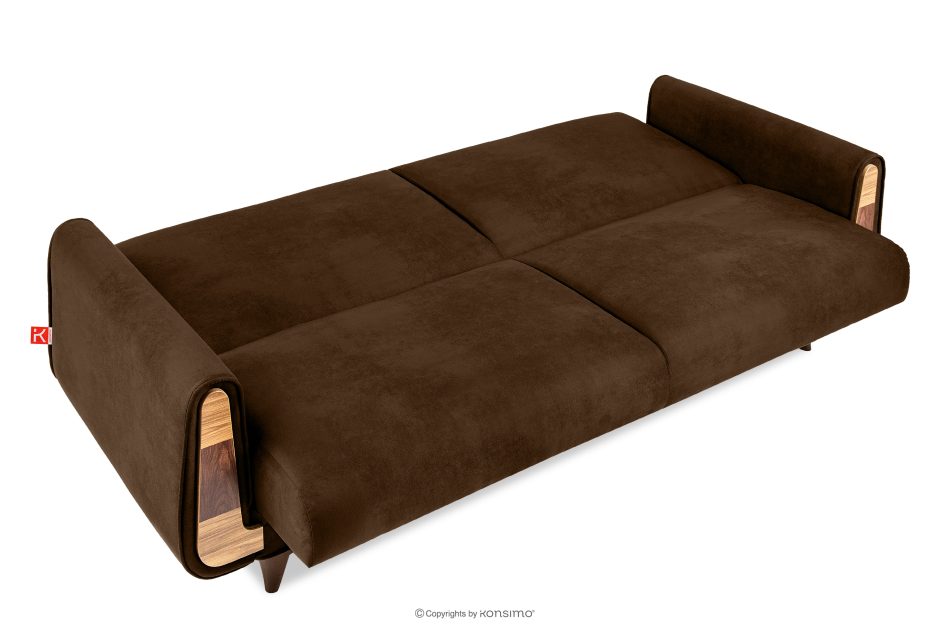 GUSTAVO II Ausklappbares Dreisitzer-Sofa im Wildlederimitat-Stil in dunkelbraun dunkelbraun - Foto 4