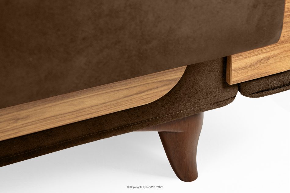 GUSTAVO II Ausklappbares Dreisitzer-Sofa im Wildlederimitat-Stil in dunkelbraun dunkelbraun - Foto 6