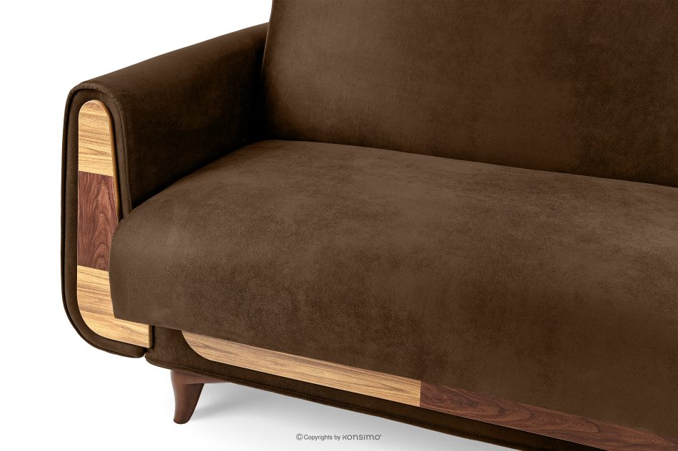 GUSTAVO II Ausklappbares Dreisitzer-Sofa im Wildlederimitat-Stil in dunkelbraun dunkelbraun - Foto 7
