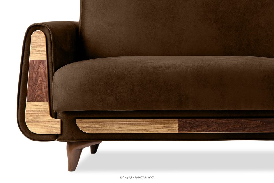 GUSTAVO II Ausklappbares Dreisitzer-Sofa im Wildlederimitat-Stil in dunkelbraun dunkelbraun - Foto 9
