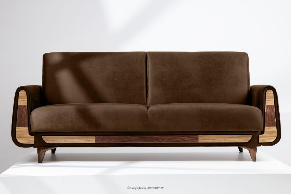 GUSTAVO II Ausklappbares Dreisitzer-Sofa im Wildlederimitat-Stil in dunkelbraun dunkelbraun - Foto 12