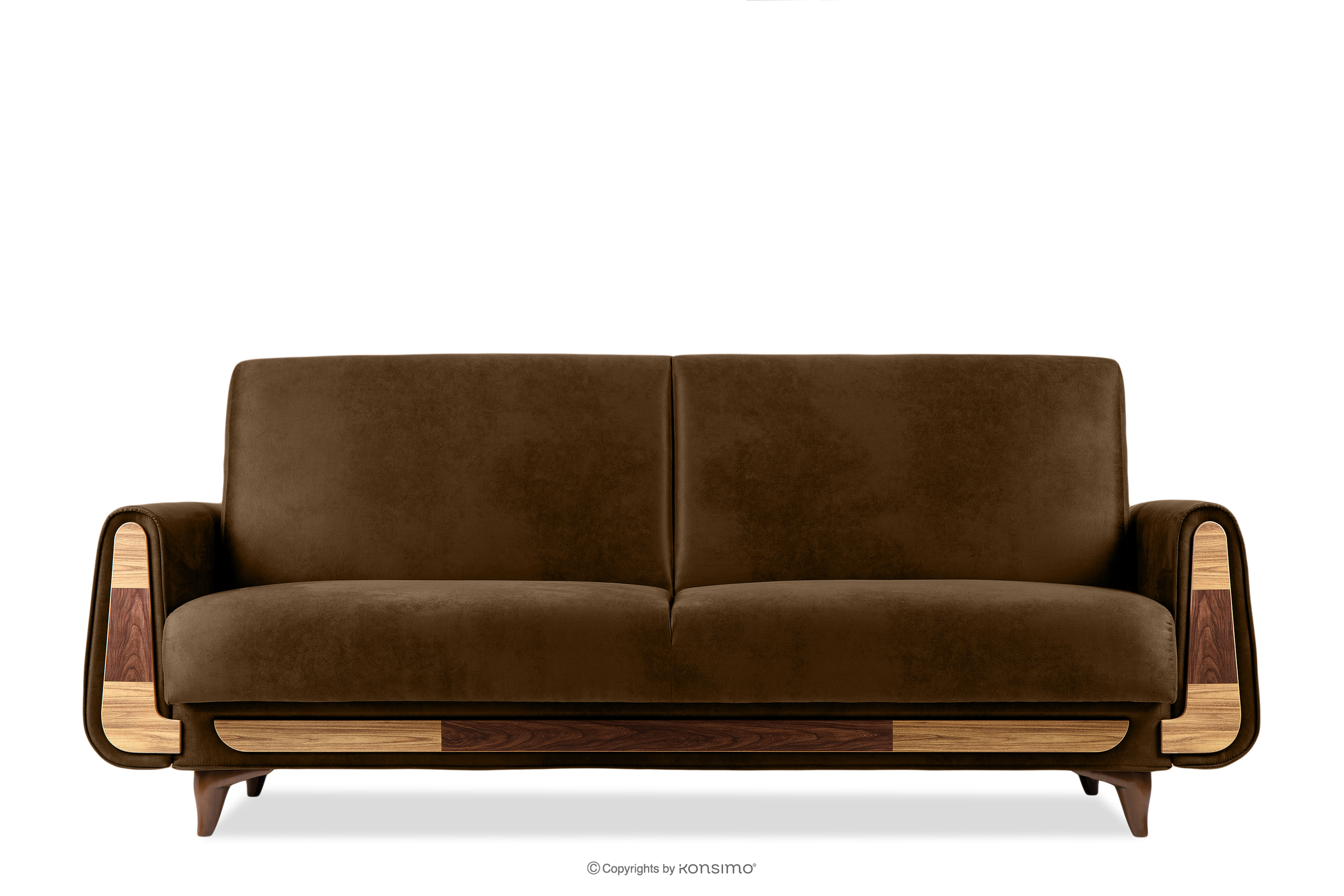 Ausklappbares Dreisitzer-Sofa im Wildlederimitat-Stil in hellbraun