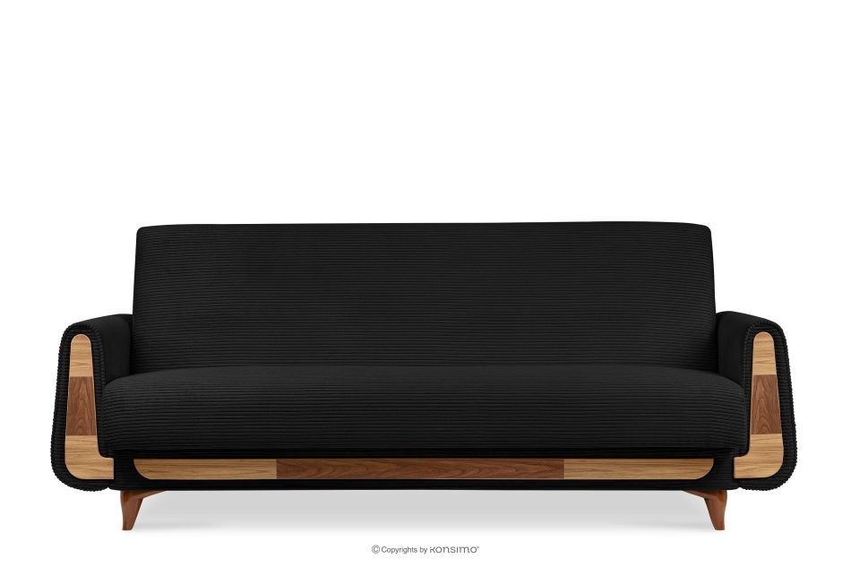 GUSTAVO II Ausklappbares Dreisitzer-Sofa aus schwarzem Kordstoff schwarz - Foto 0