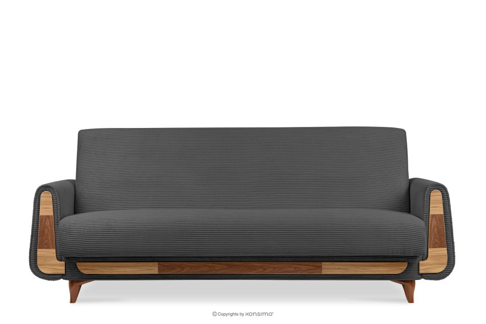 GUSTAVO II Ausklappbares Dreisitzer-Sofa aus dunkelgrauem Kordstoff dunkelgrau - Foto 0