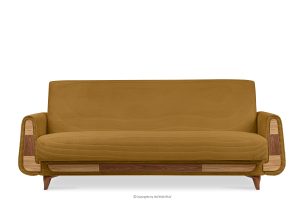 GUSTAVO II, https://konsimo.de/kollektion/gustavo-ii/ Ausklappbares Dreisitzer-Sofa aus gelbem Kordstoff gelb - Foto