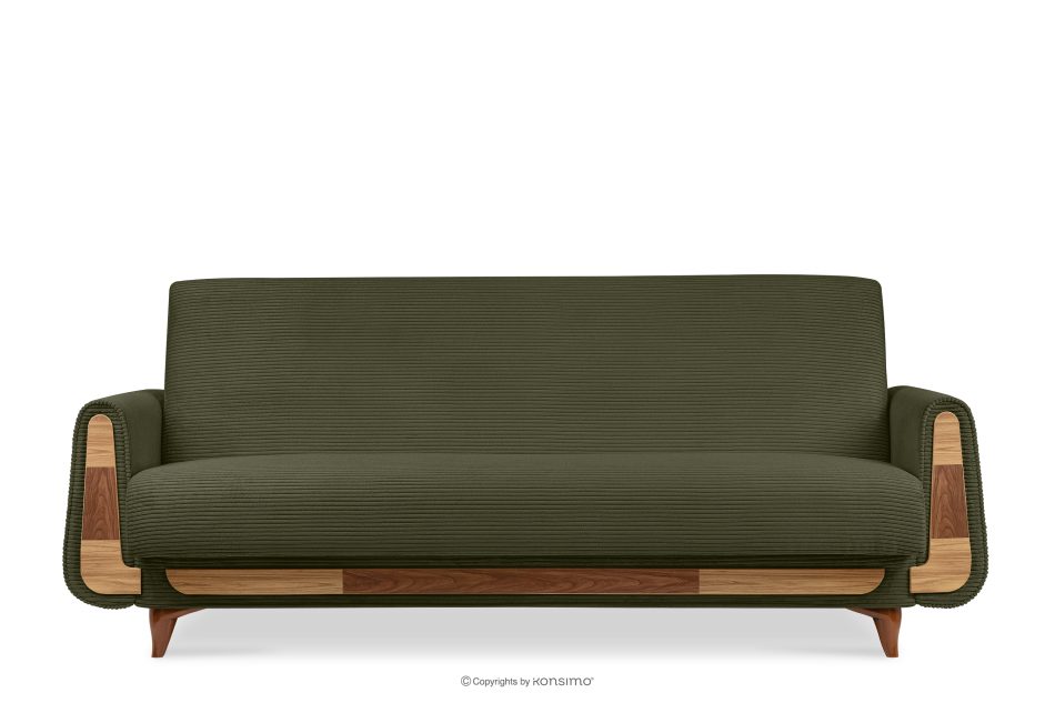 GUSTAVO II Ausklappbares Dreisitzer-Sofa aus olivgrünem Kordstoff oliv - Foto 0