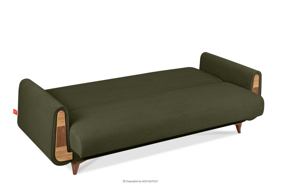 GUSTAVO II Ausklappbares Dreisitzer-Sofa aus olivgrünem Kordstoff oliv - Foto 4