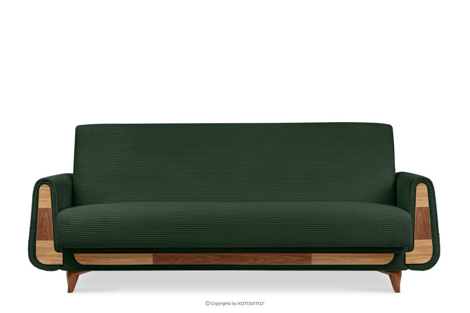 GUSTAVO II Ausklappbares Dreisitzer-Sofa aus dunkelgrün Kordstoff dunkelgrau - Foto 0