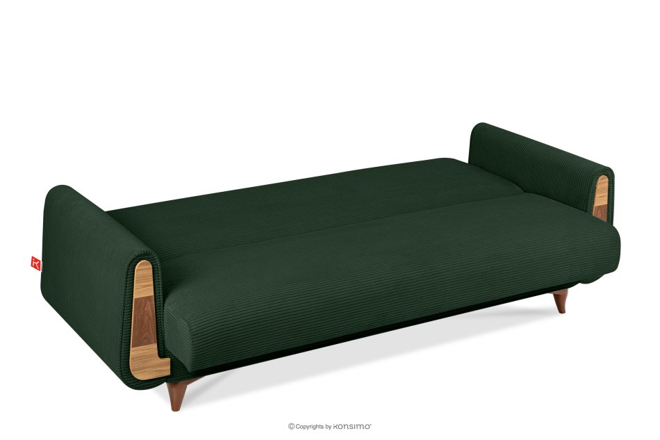 GUSTAVO II Ausklappbares Dreisitzer-Sofa aus dunkelgrün Kordstoff dunkelgrau - Foto 4