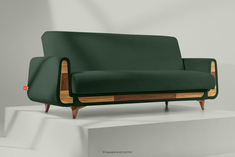 GUSTAVO II Ausklappbares Dreisitzer-Sofa aus dunkelgrün Kordstoff dunkelgrau - Foto 9