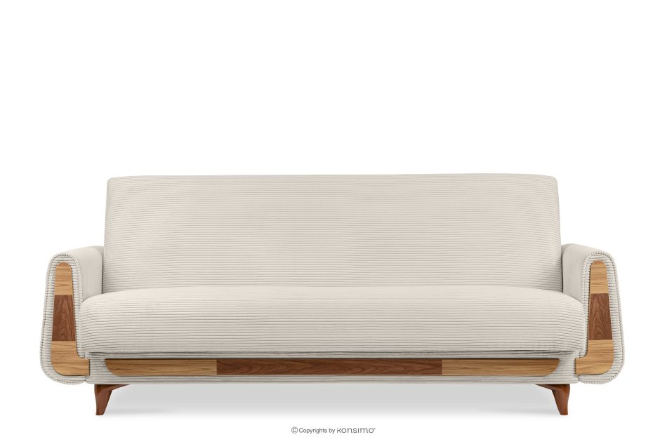 GUSTAVO II Ausklappbares Dreisitzer-Sofa aus cremefarbenem Kordstoff cremefarben - Foto 0