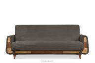Ausklappbares Dreisitzer-Sofa aus graubeige Kordstoff
