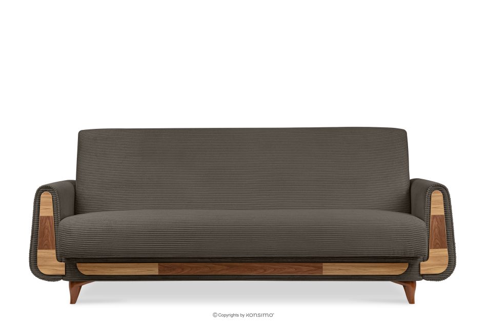 GUSTAVO II Ausklappbares Dreisitzer-Sofa aus graubeige Kordstoff graubeige - Foto 0