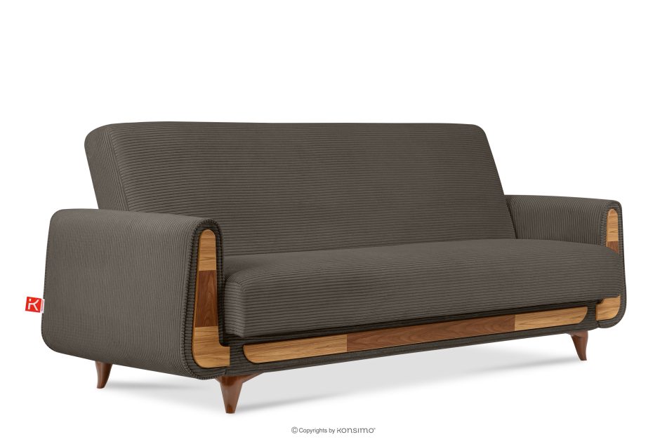 GUSTAVO II Ausklappbares Dreisitzer-Sofa aus graubeige Kordstoff graubeige - Foto 2