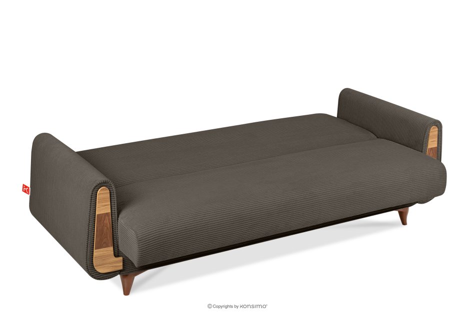 GUSTAVO II Ausklappbares Dreisitzer-Sofa aus graubeige Kordstoff graubeige - Foto 4