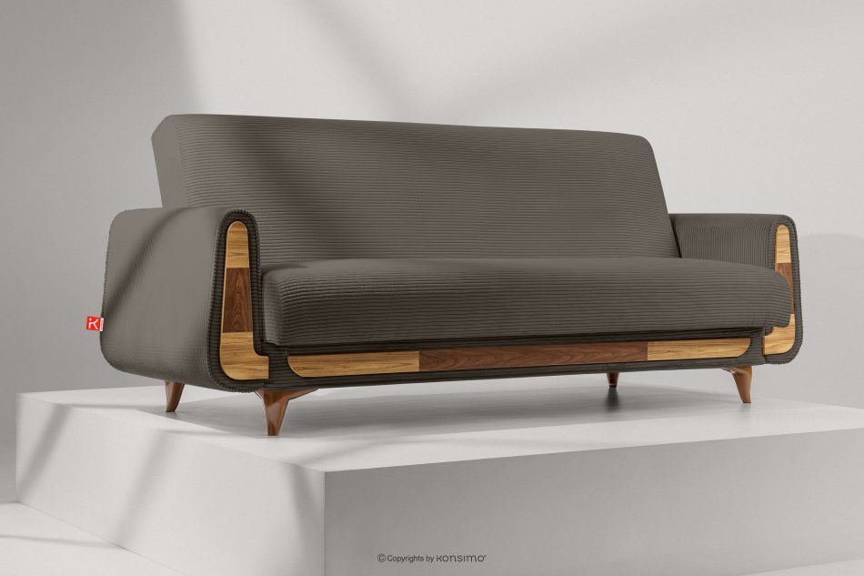 GUSTAVO II Ausklappbares Dreisitzer-Sofa aus graubeige Kordstoff graubeige - Foto 9